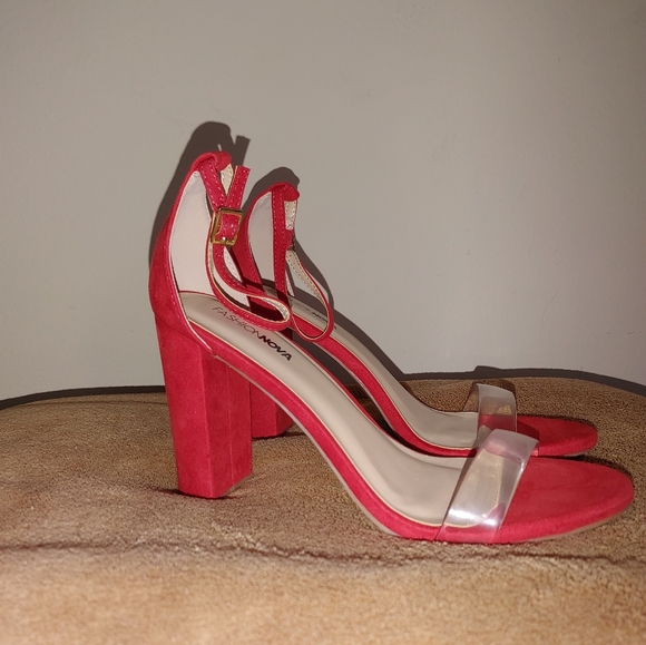 Red Heel Transparent Sandals - Picture 2 of 4